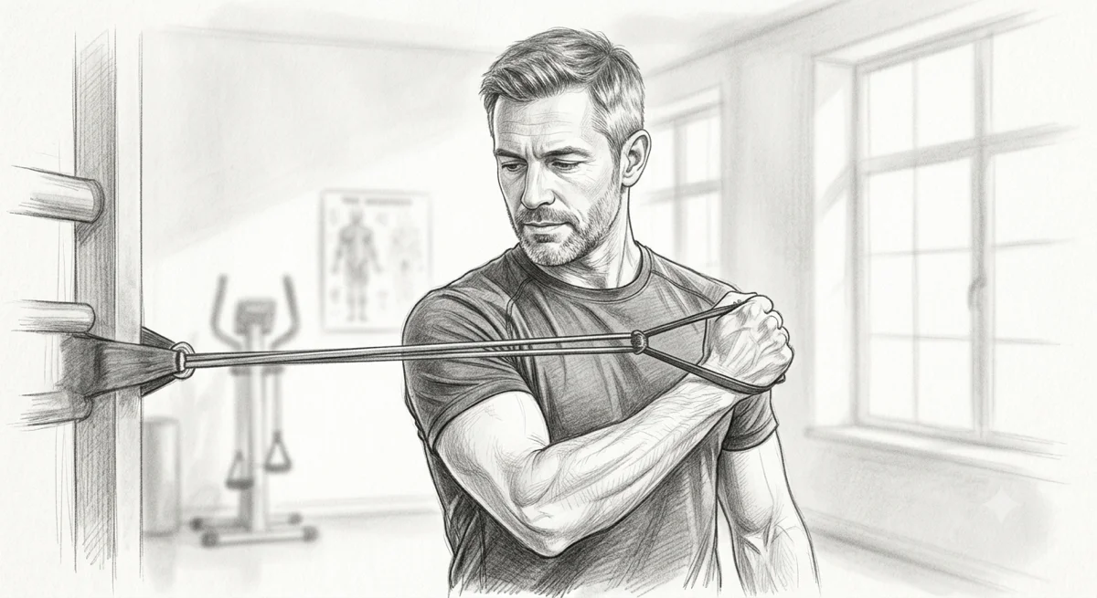 Pencil sketch illustrating the cortisone versus manual therapy tennis elbow comparison