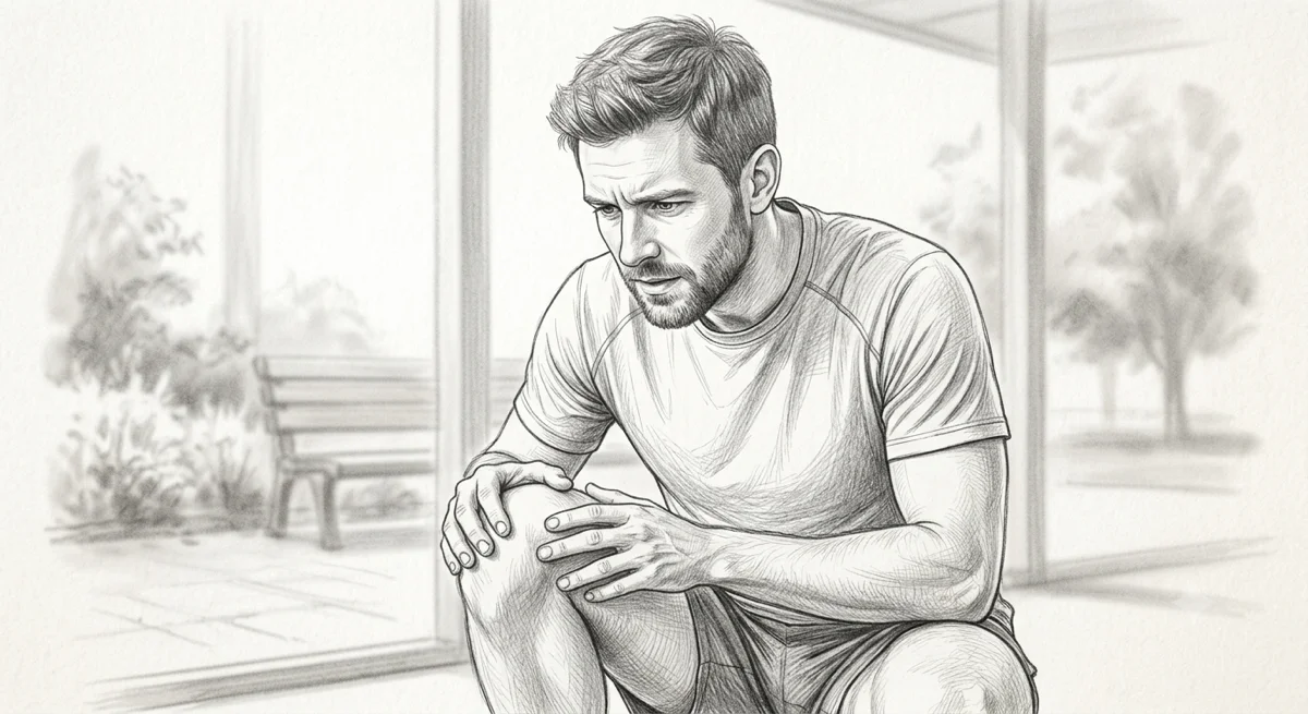 Pencil sketch illustrating the fascial approach to knee pain